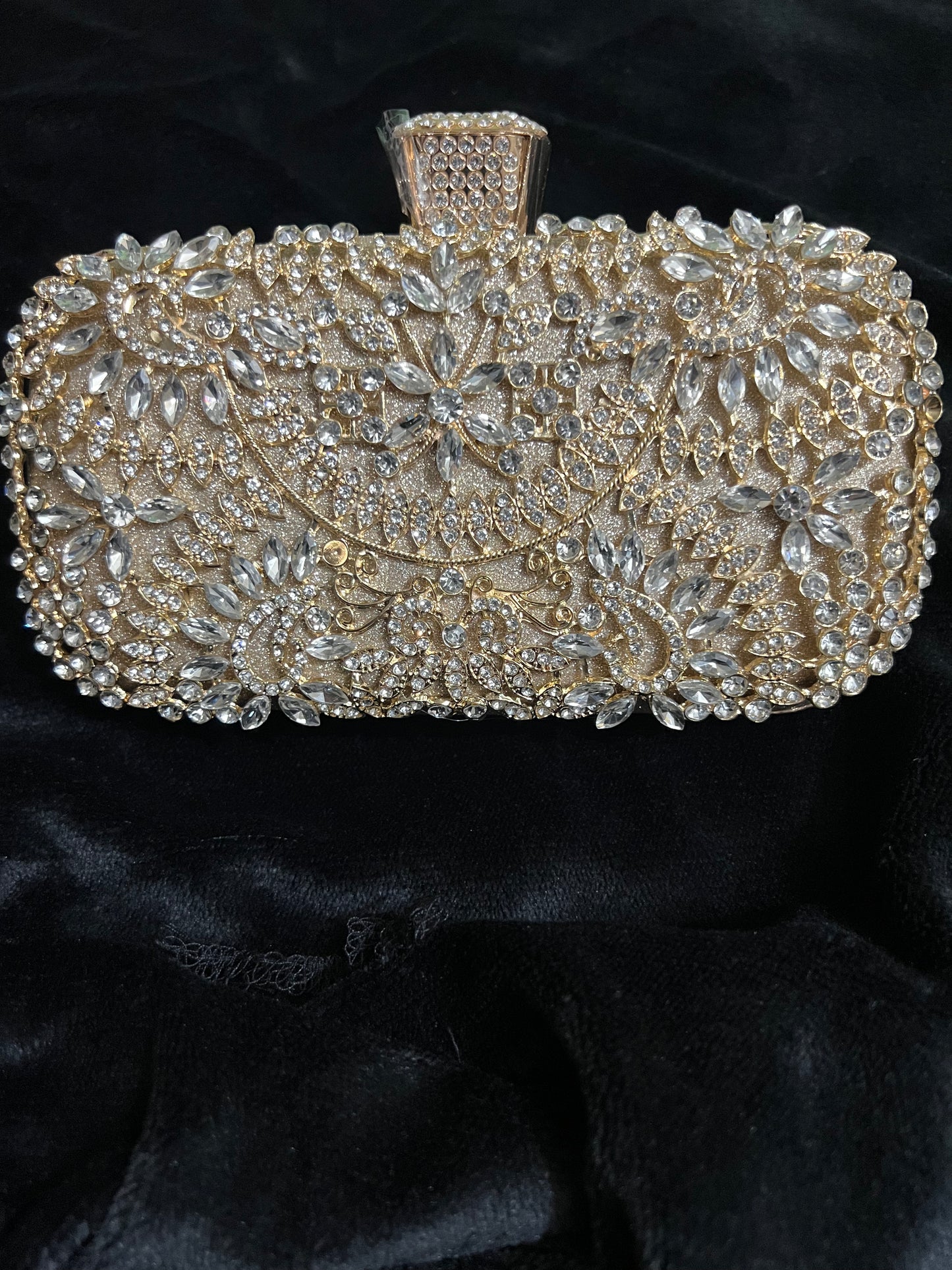 Elena Intricate Crystal Bag (Gold)