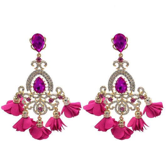 Prescilla Flower Earrings (Pink)