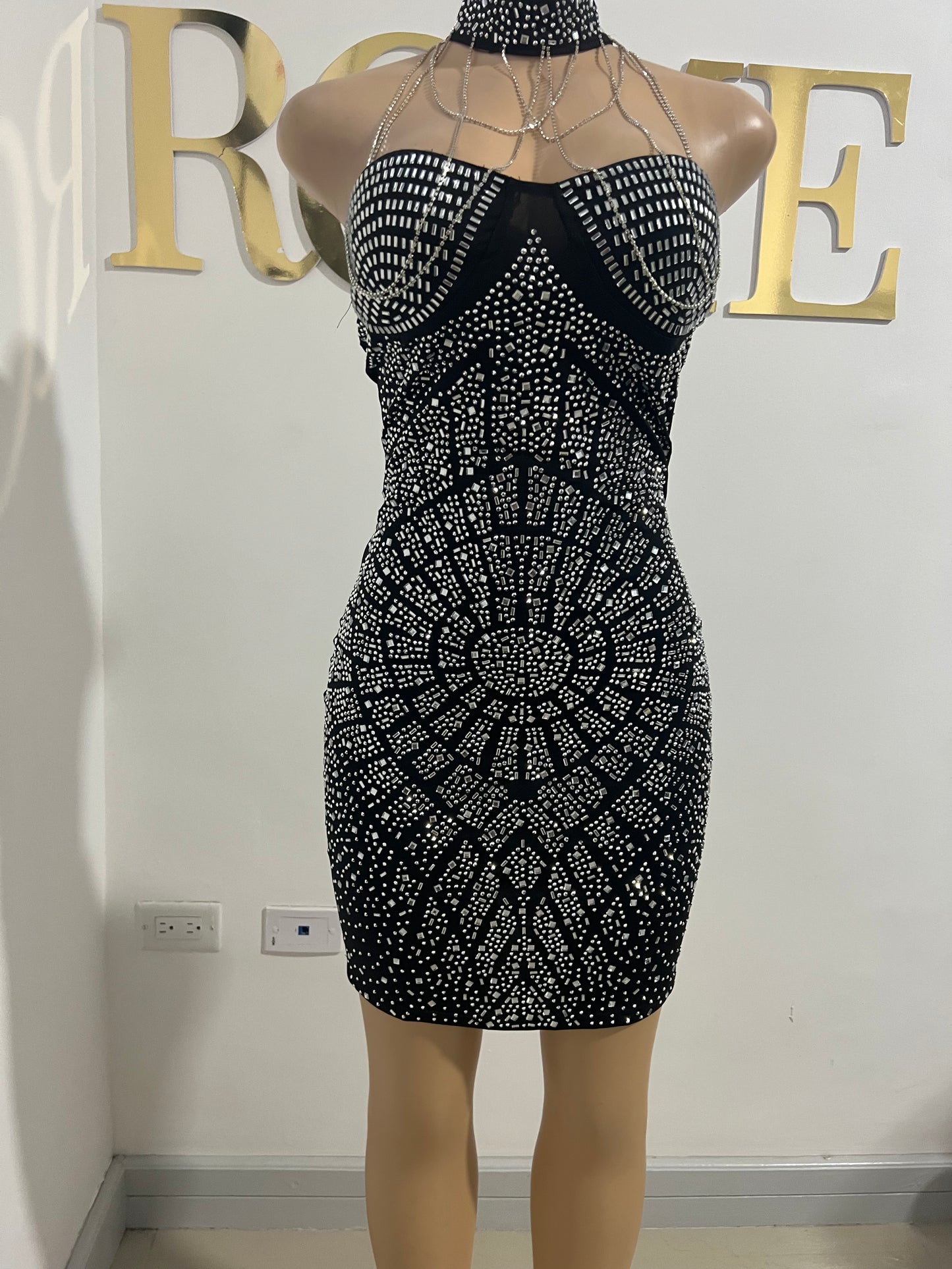 Elise Crystal 2 pcs Dress (Black)