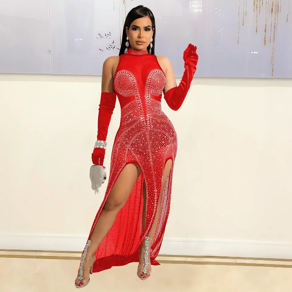 Athena Crystal Dress (Red)