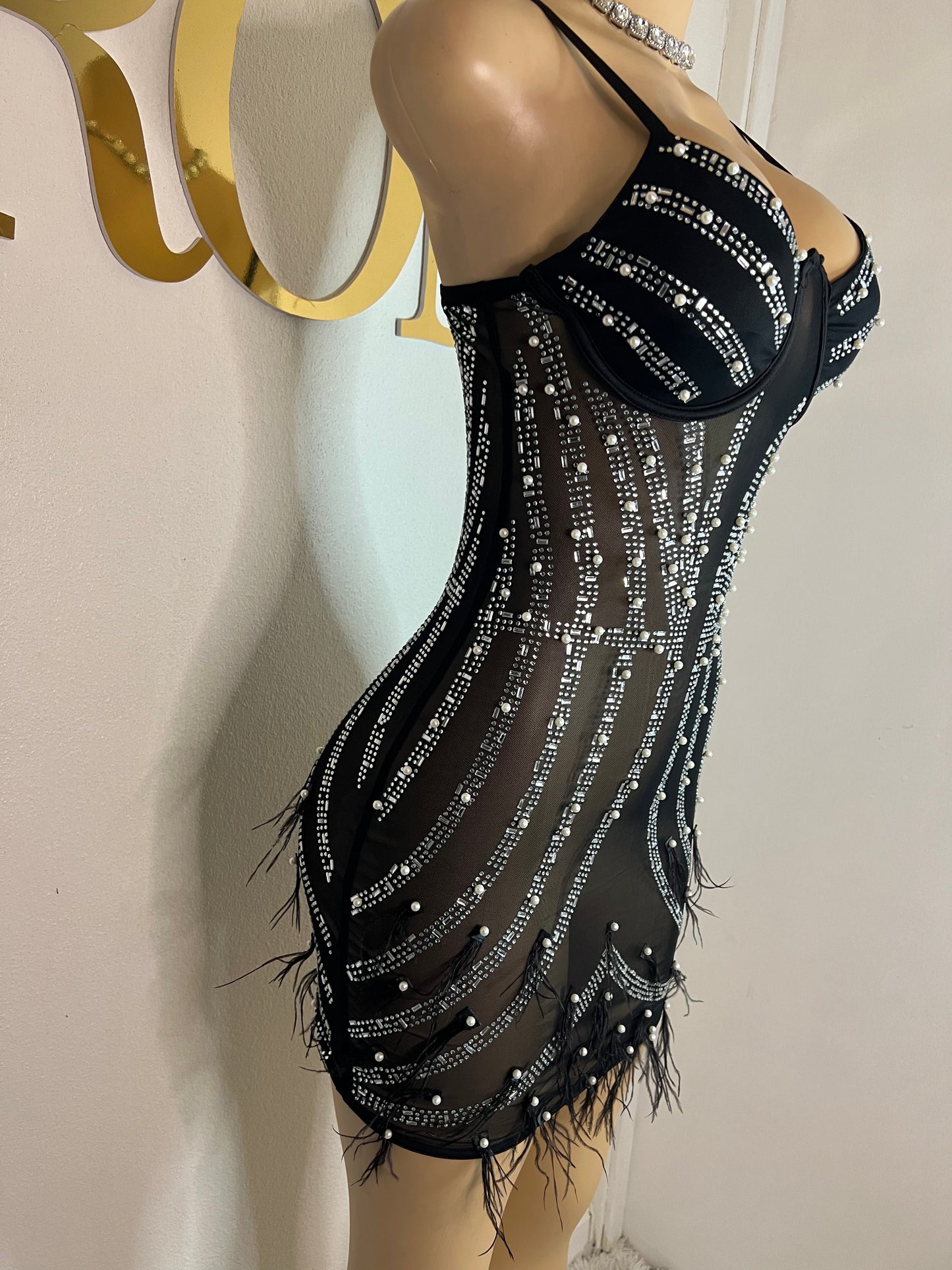 Cherri Vibe Crystal Dress (Black)