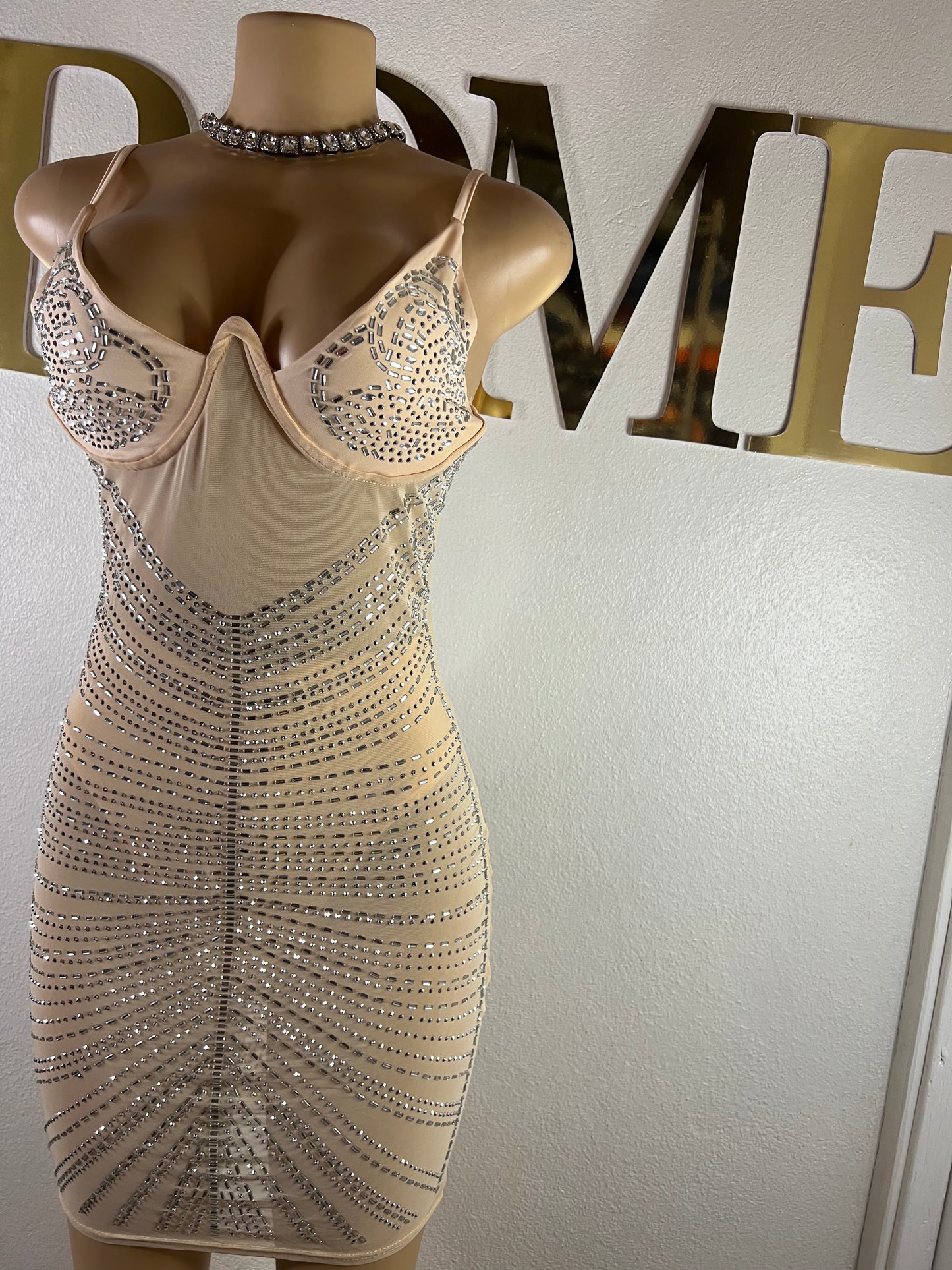 Medusa Party Mesh Dress (Nude)