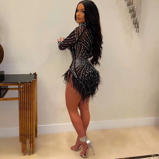 Ellie Feather Dress (Black)