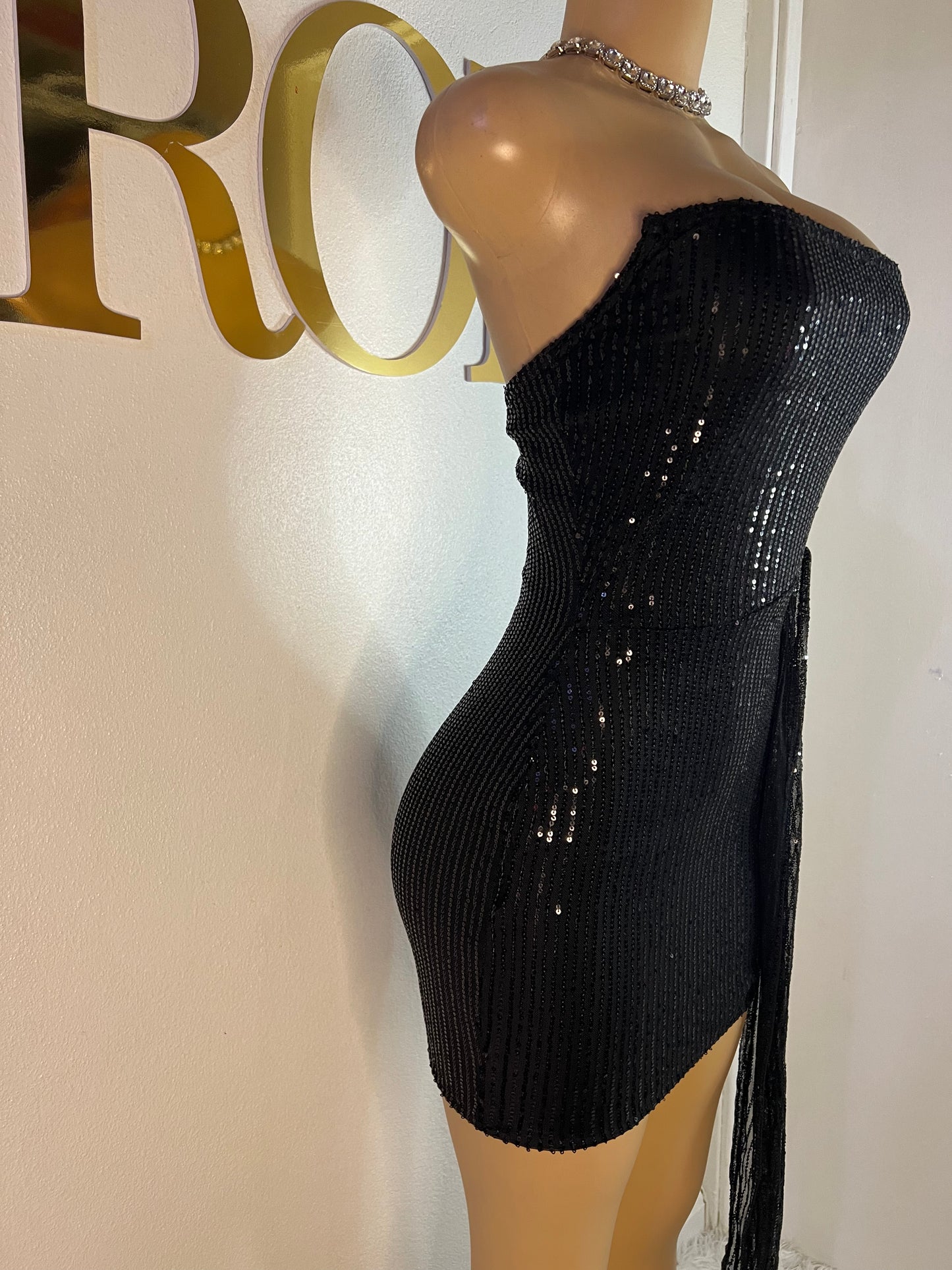 Tara Sequin Dress (Black)