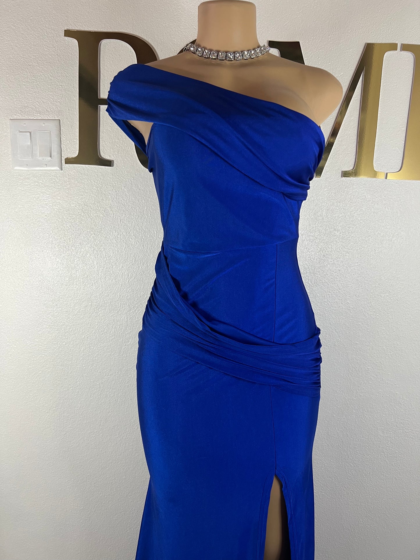 Kerry One Shoulder Dress (Blue)