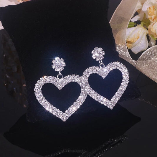 Heart Crystal Earrings (Silver)