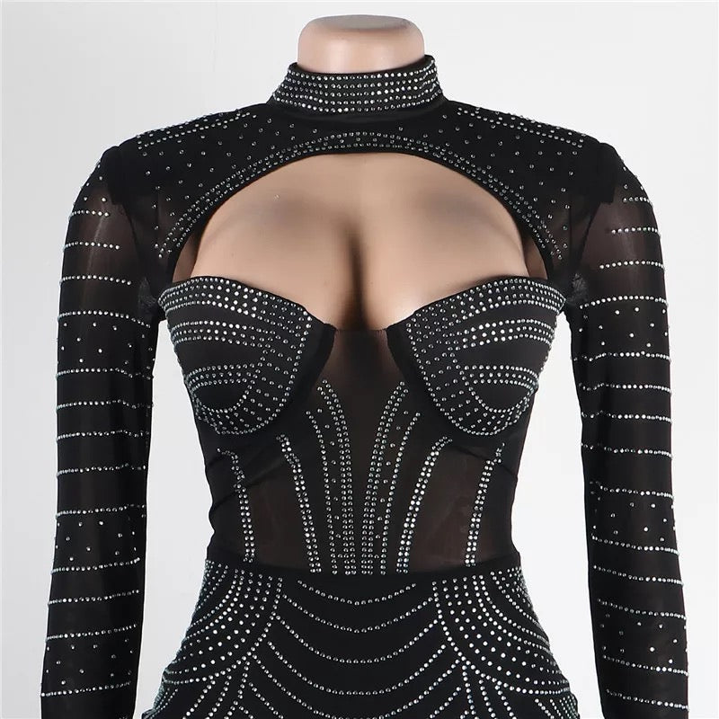 Alexandria Crystal Dress (Black)
