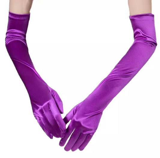 Long Satin Gloves (Purple)