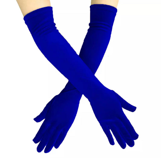 Long Velvet Gloves (Blue)