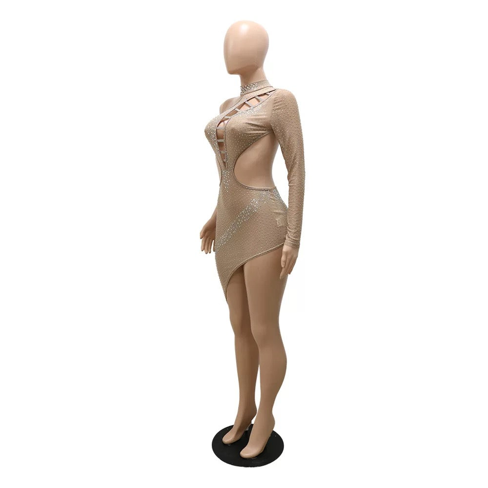 Skylar Crystal Dress (Nude)