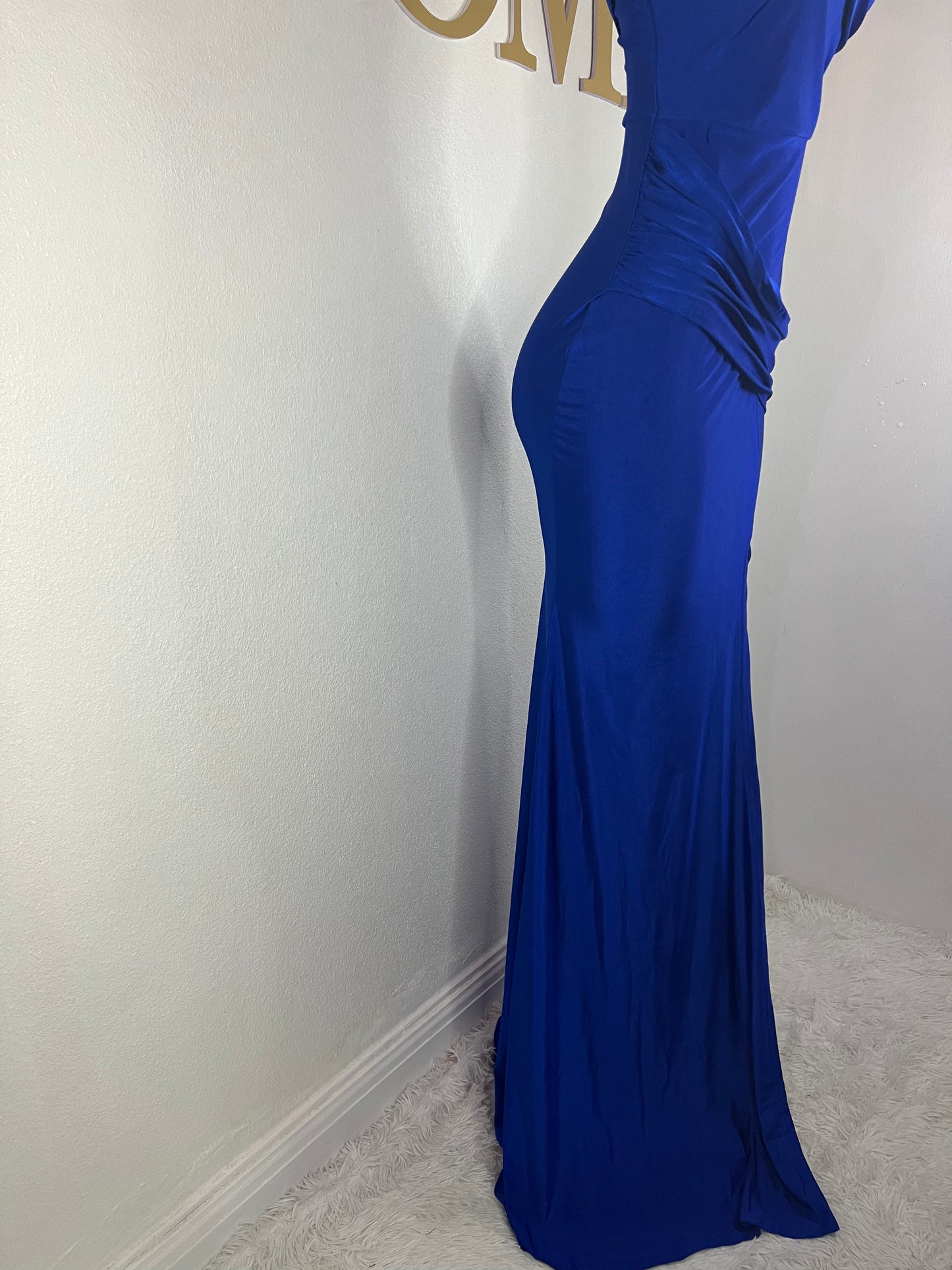Kerry One Shoulder Dress (Blue)