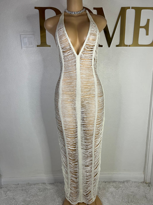 V Shaped Gianna Resort Dress (Off-White)