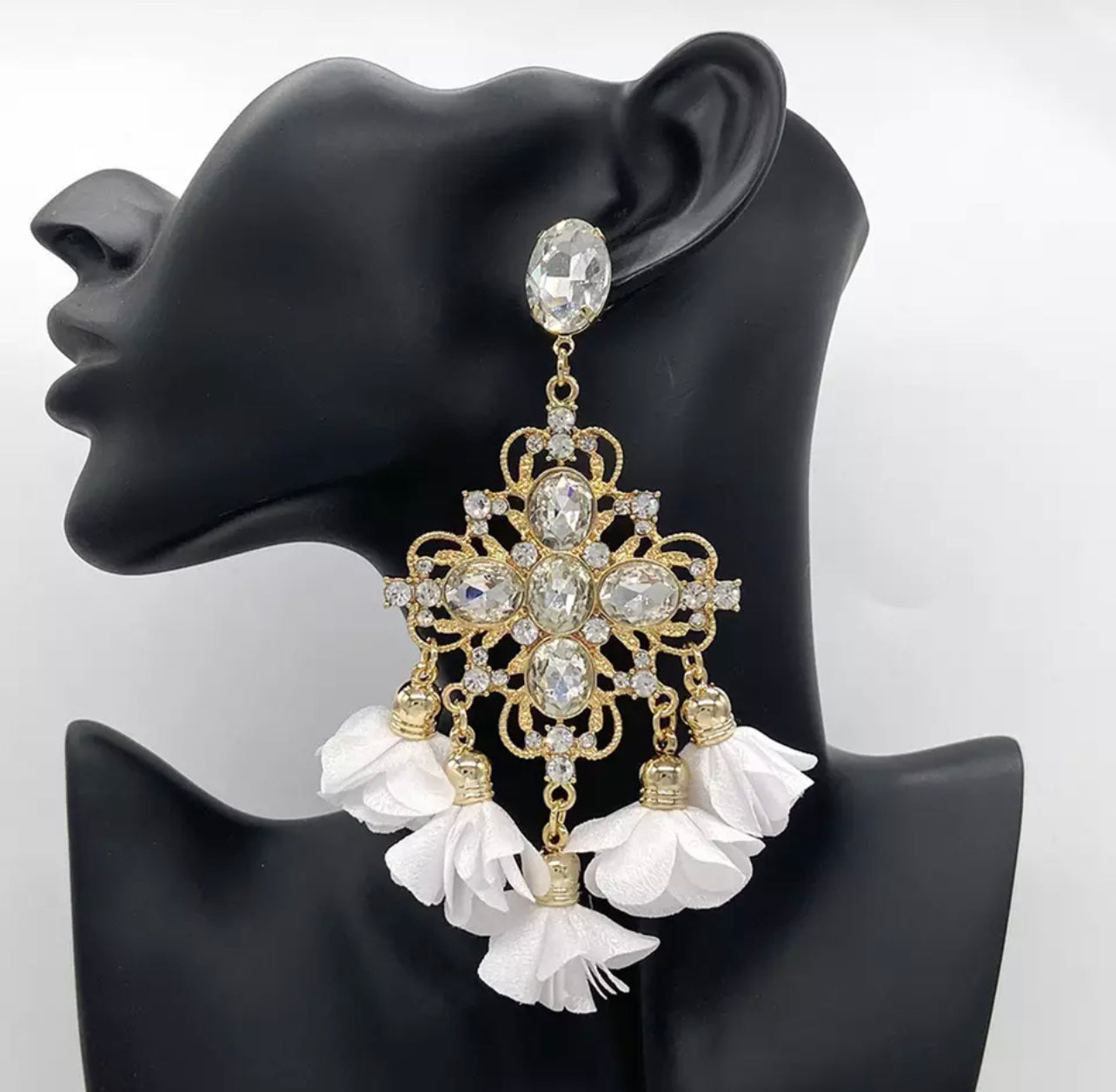 Cross Flower Earrings (White)
