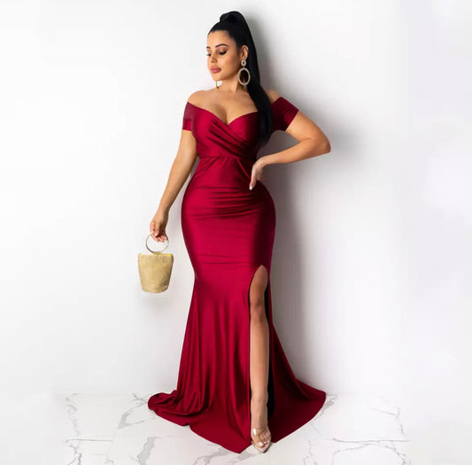 Kerry Short Sleeve Dress (Burgundy)