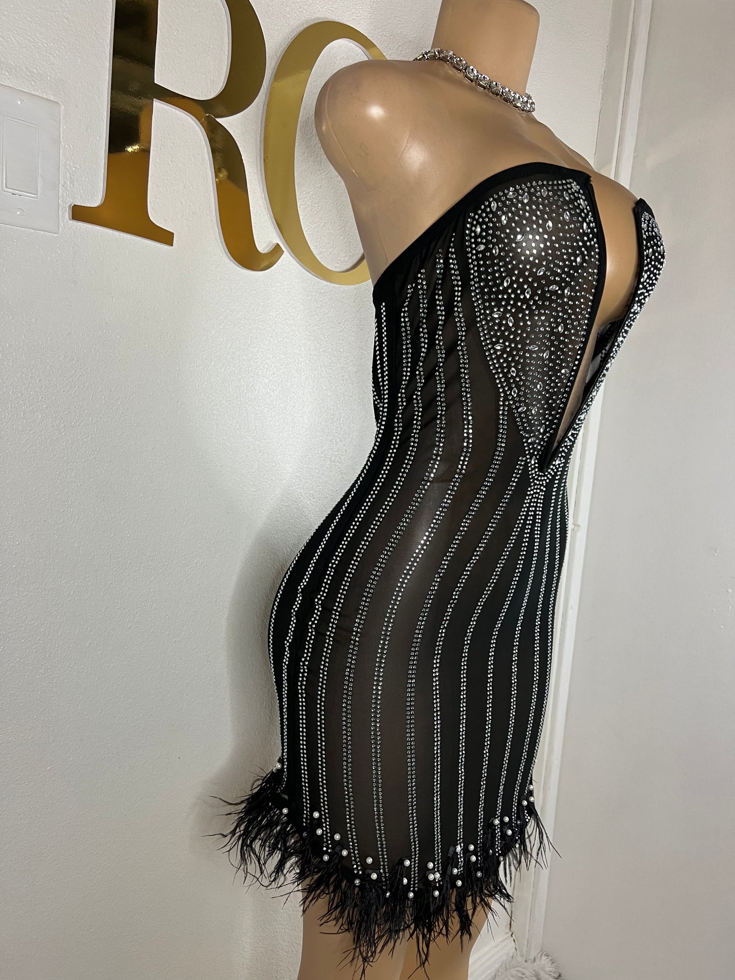 Elle Crystal Dress (Black)