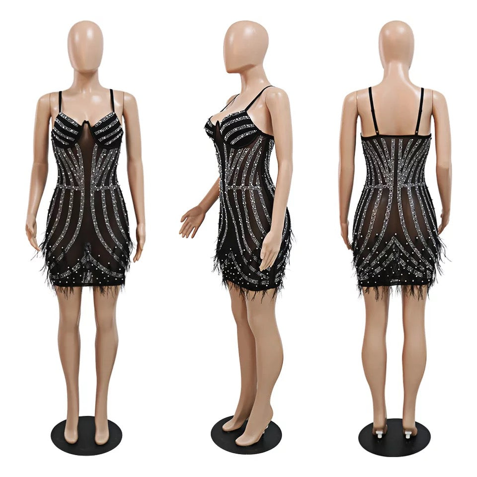 Cherri Vibe Crystal Dress (Black)