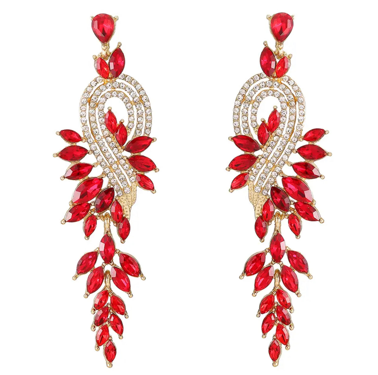 Hollywood Crystal Earrings (Red)
