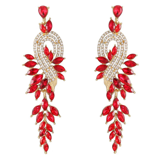 Hollywood Crystal Earrings (Red)