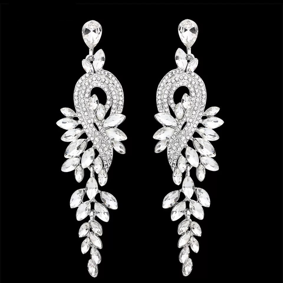 Hollywood Crystal Earrings (Silver)