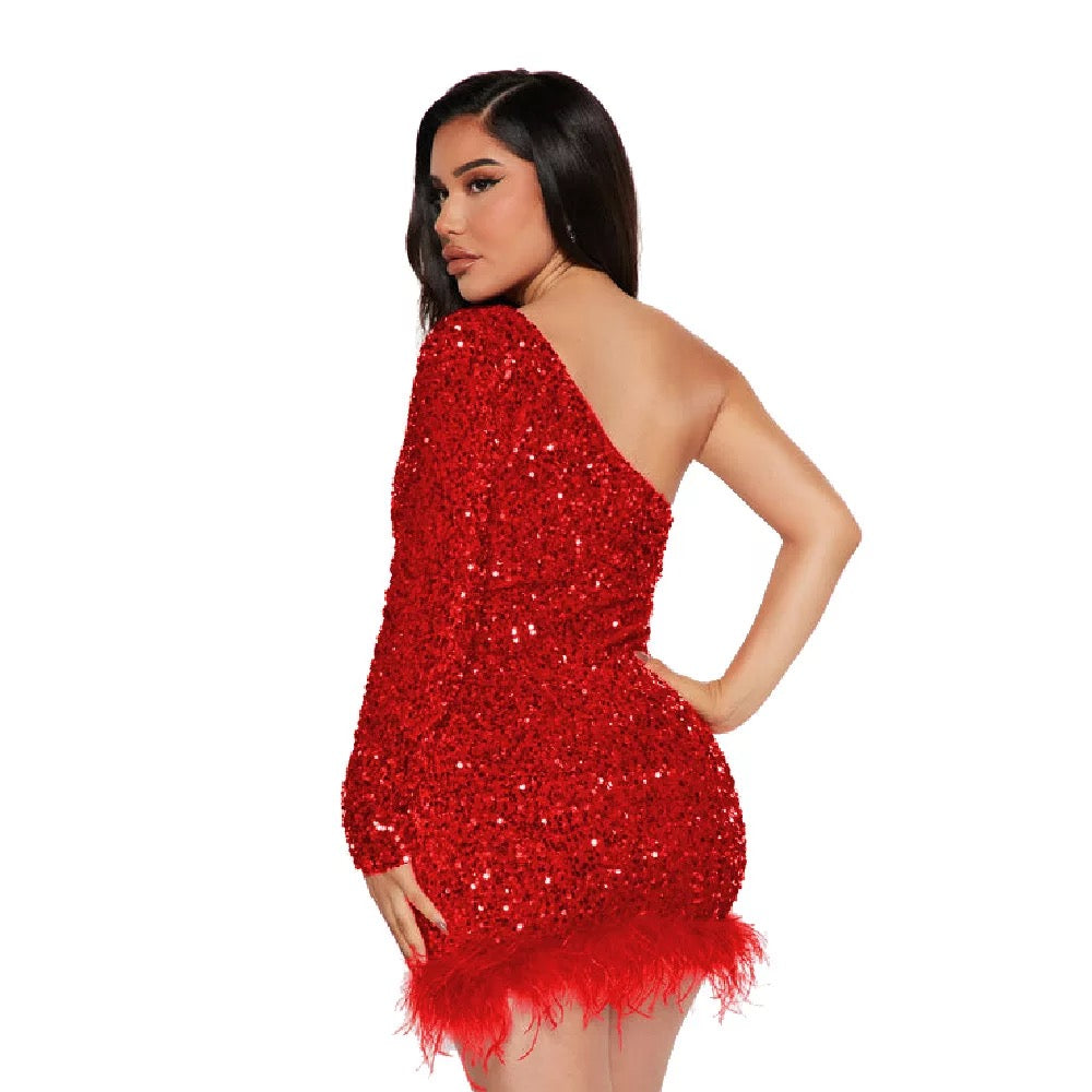 Holly Fur Dress (Red)
