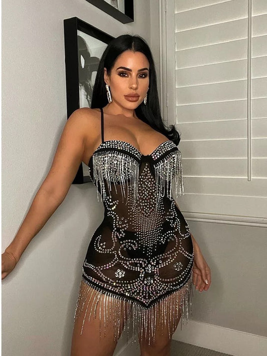 Lola Crystal Dress (Black)