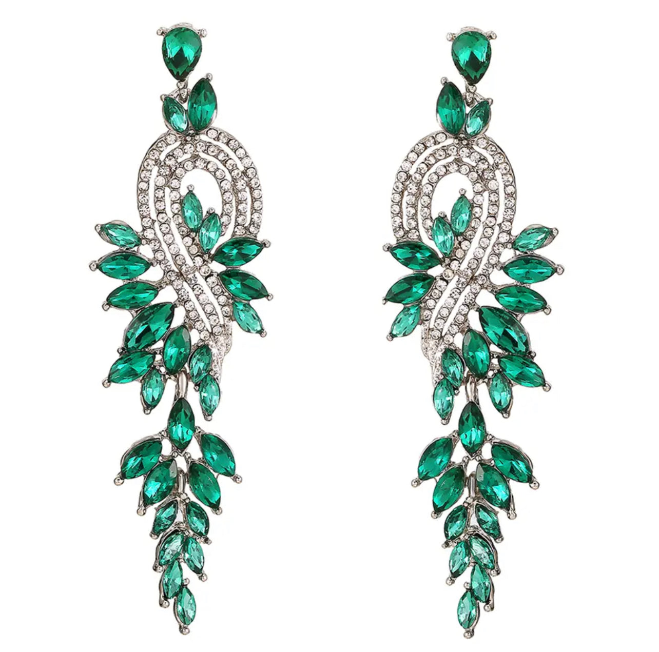 Hollywood Crystal Earrings (Green)