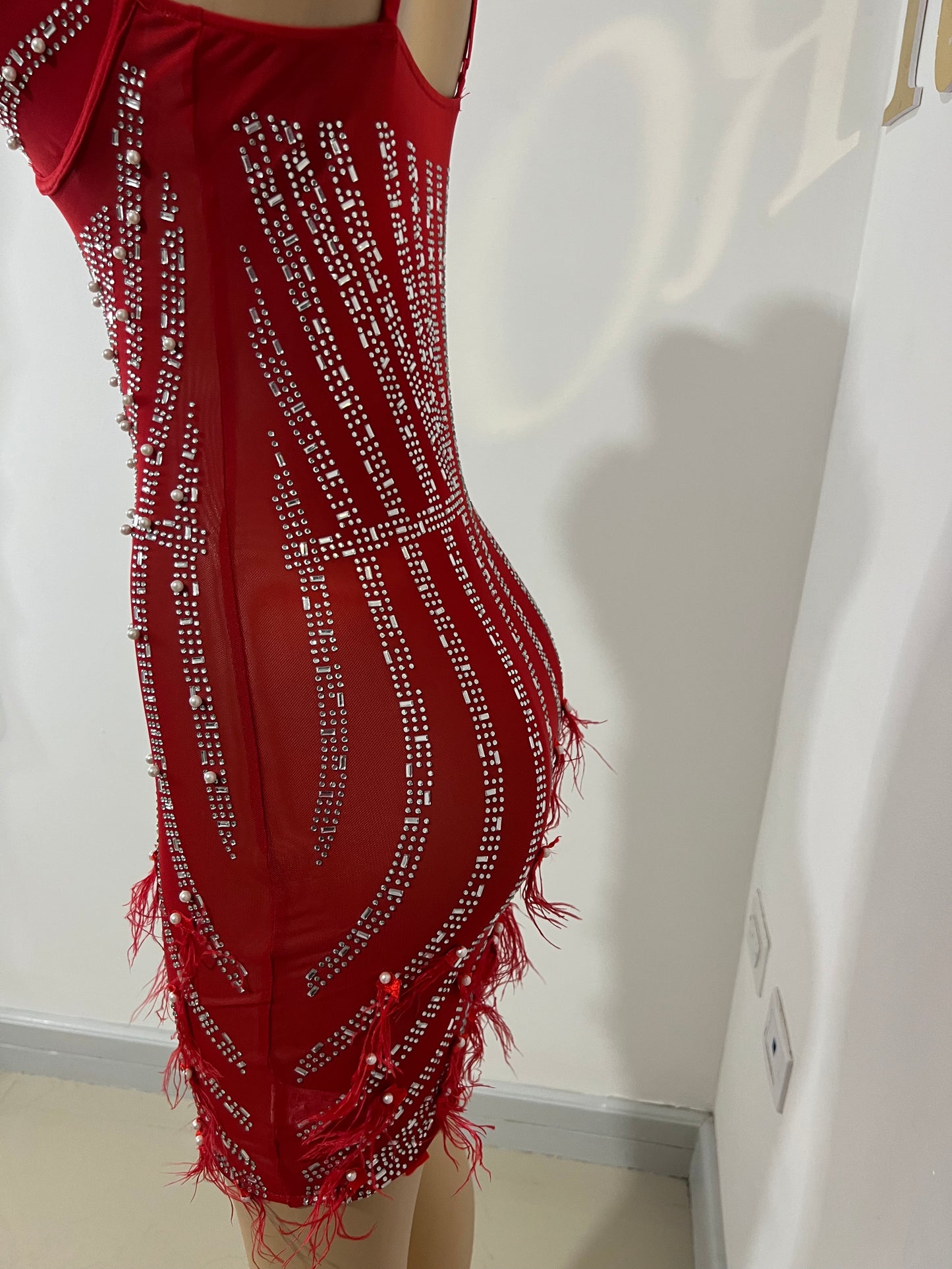 Cherri Vibe Crystal Dress (Red)
