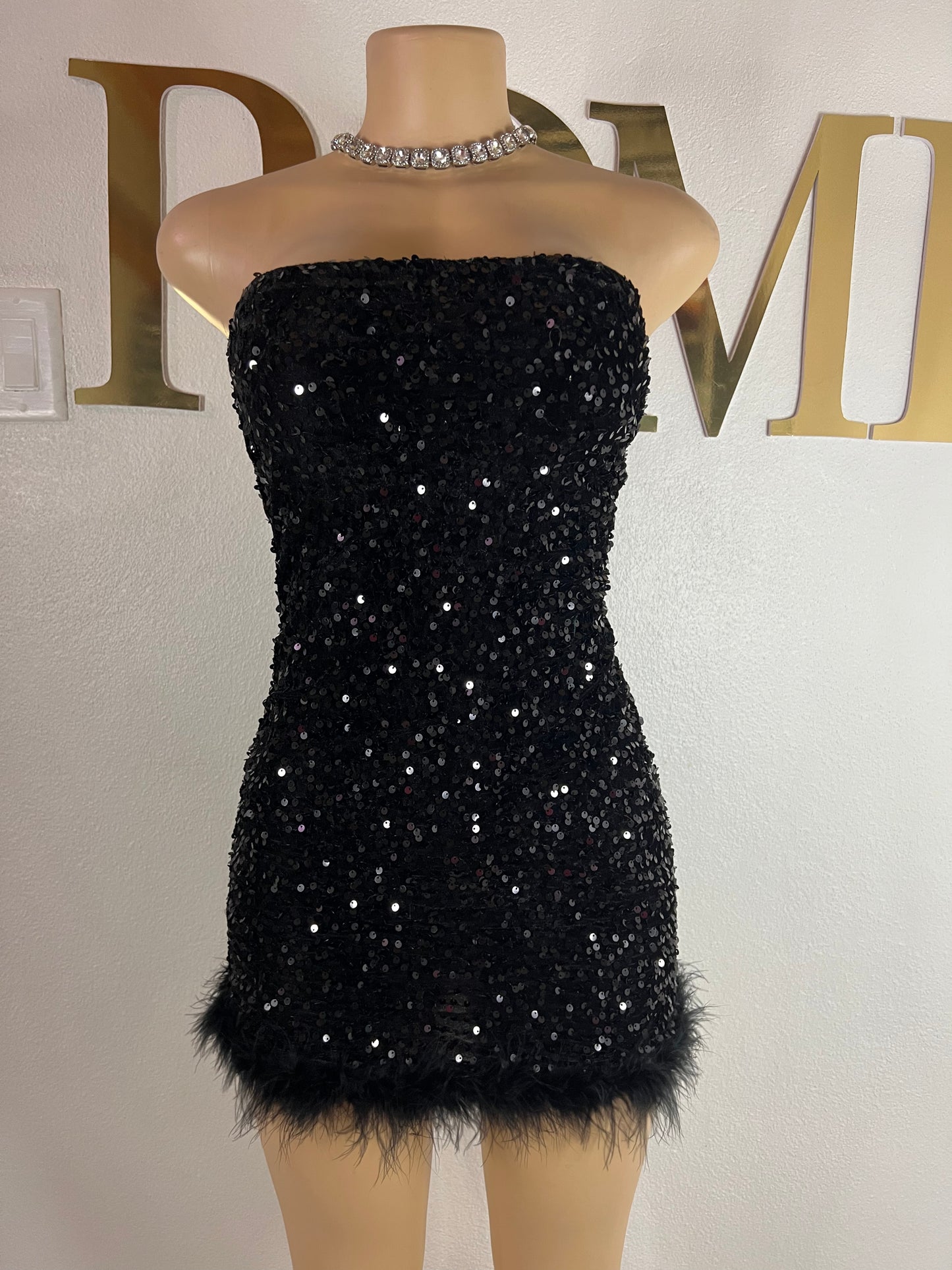 Holly Molly Fur Dress (Black)
