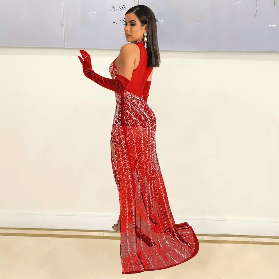 Athena Crystal Dress (Red)