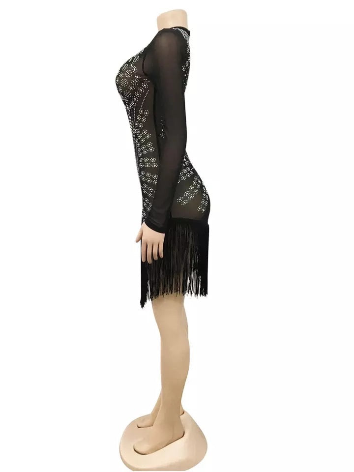 Camila Fringe Dress (Black)