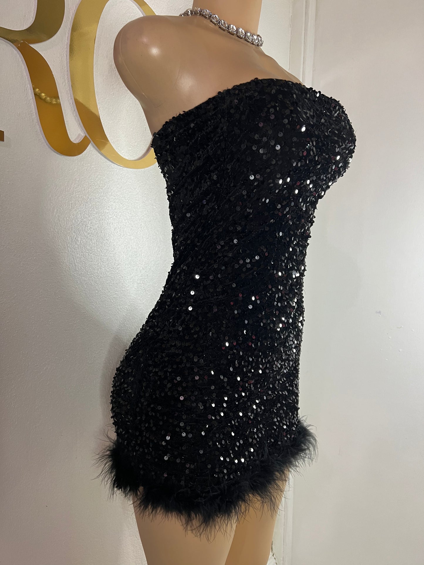 Holly Molly Fur Dress (Black)