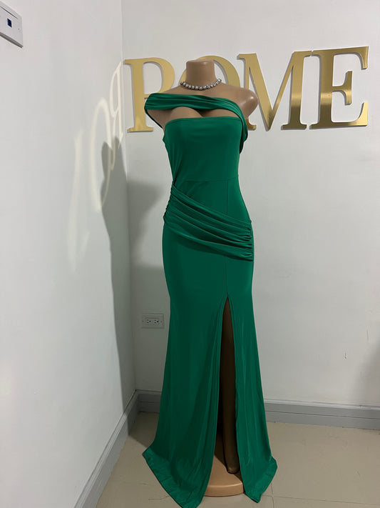 Kerry One Shoulder Dress (Green)
