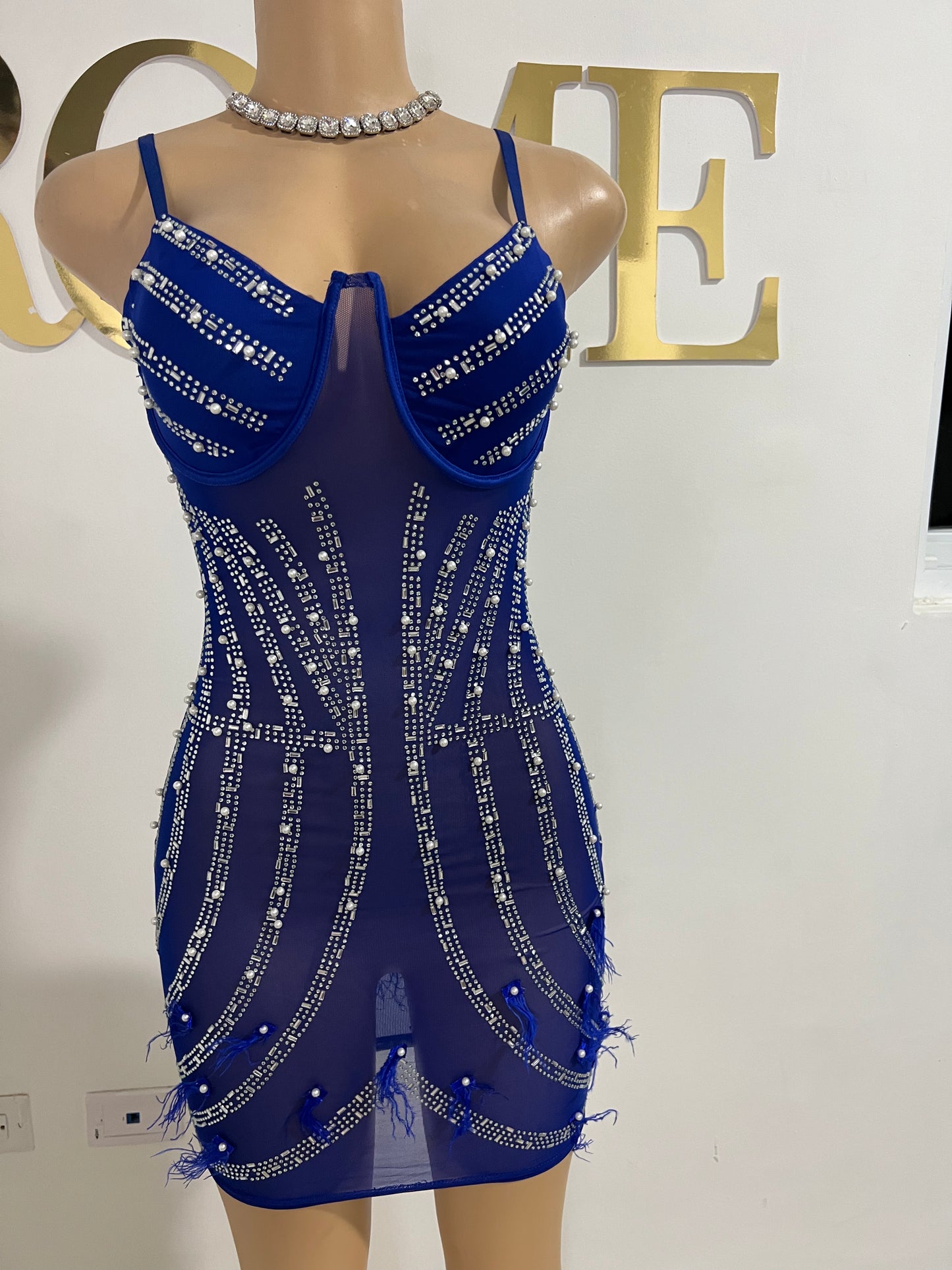 Cherri Vibe Crystal Dress (Blue)