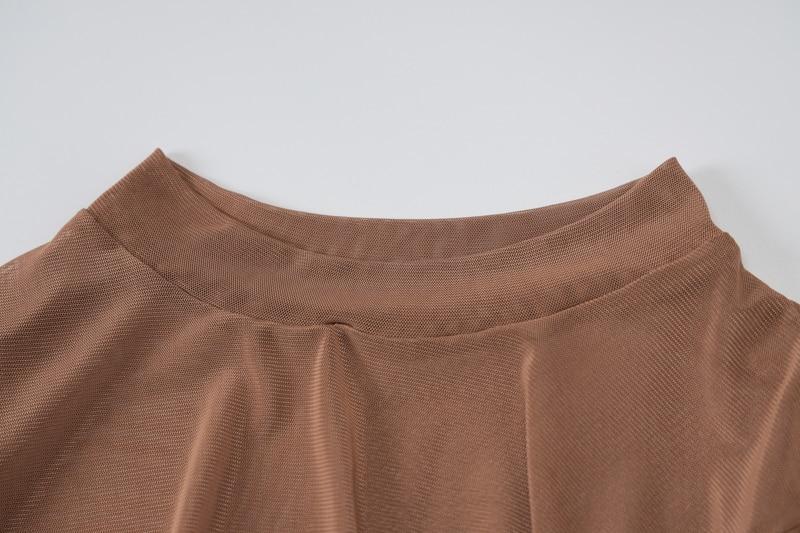 Luna Mesh Skirt Suit (Brown)