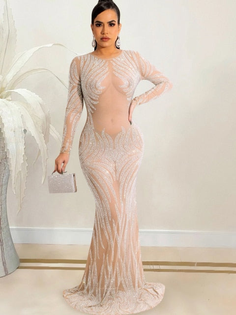 Crystal Swan Dress (Nude)