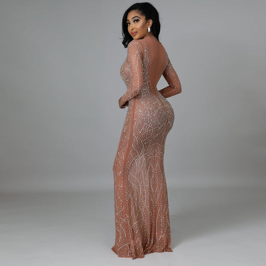 Winter Crystal Dress (Beige-Nude)